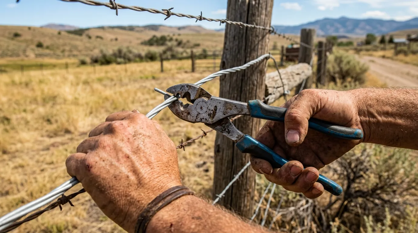 Fencing pliers cutting high-tensile wire